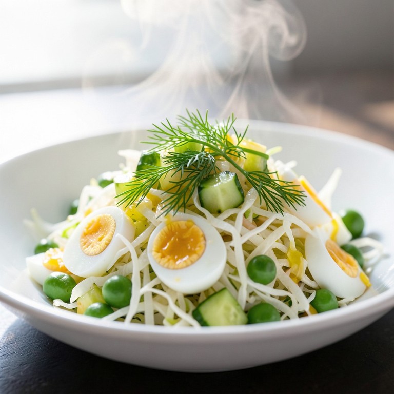 Салат 'Весенний бриз' с маринованными огурцами и горошком (2)