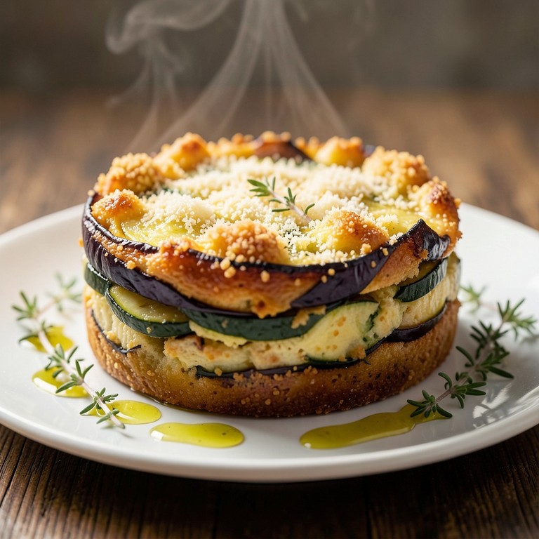 Timbale Provençale d'Aubergines et Courgettes au Cumin