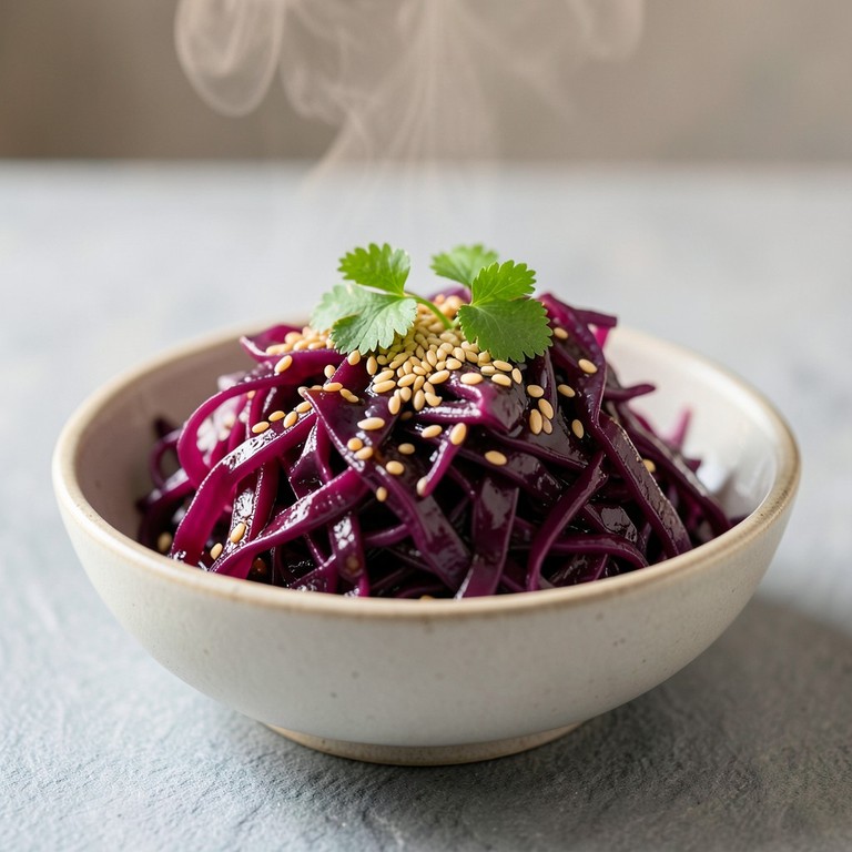 Salade de Chou Rouge Éclats de Gingembre et Sésame Torréfié