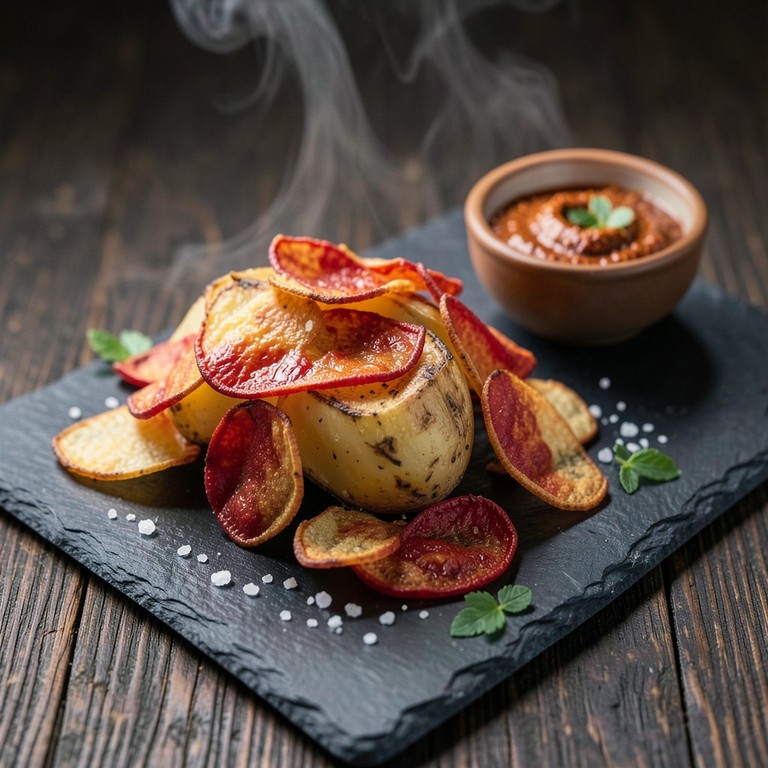 Chips Crujientes de Patata y Pimiento Rojo al Horno