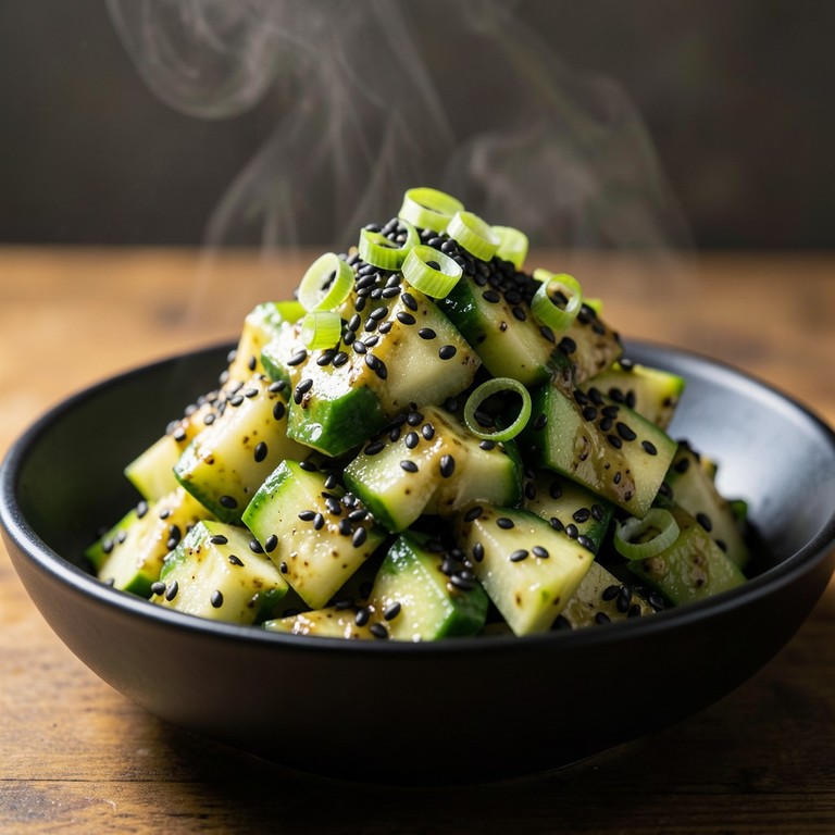 Wasabi-Sesame Smashed Cucumber Salad