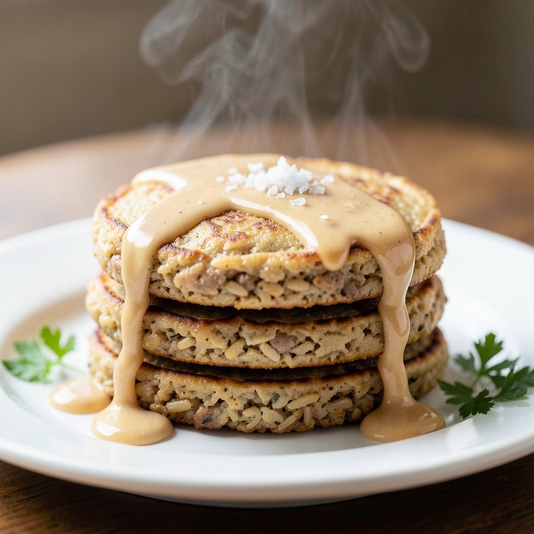 Tortitas Saludables de Arroz Integral y Proteína con Salsa Cremosa de Maní