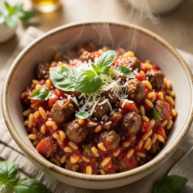 Speedy Italian Sausage & Tomato Orzo