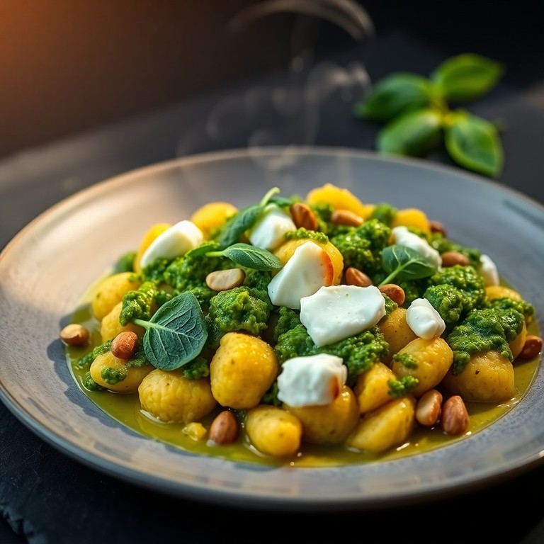 Gnocchi de Polenta com Pesto e Queijo de Cabra