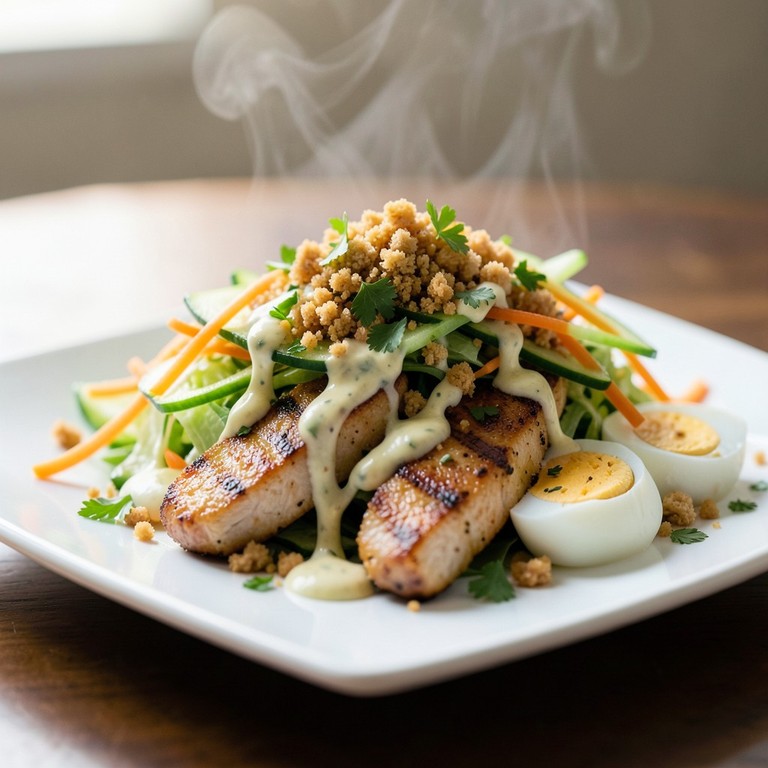 Deconstructed Chicken Caesar Salad with Savory Cracker Crumble