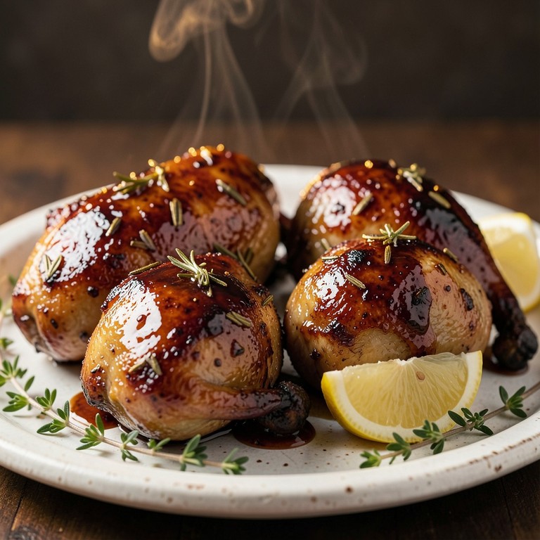 Picantones Glaseados con Miel y Romero