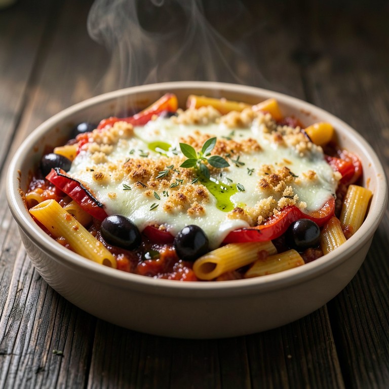 Gratin de Pâtes Méditerranéen aux Poivrons Grillés et Feta