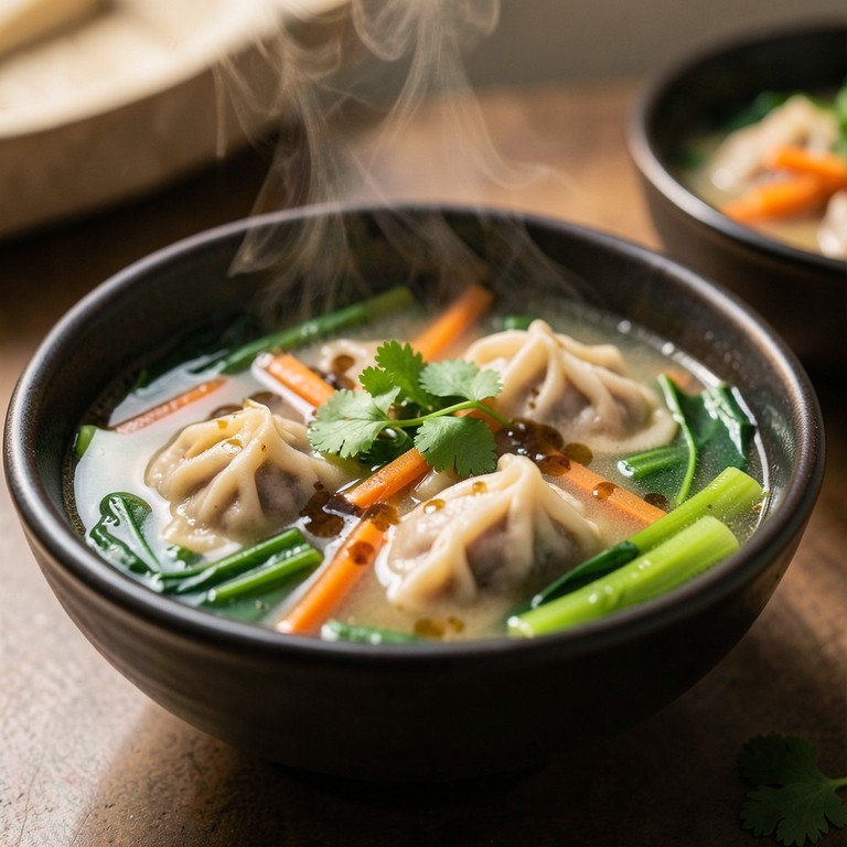 Wontons de Porc au Gingembre et Hoisin, Soupe Réconfortante