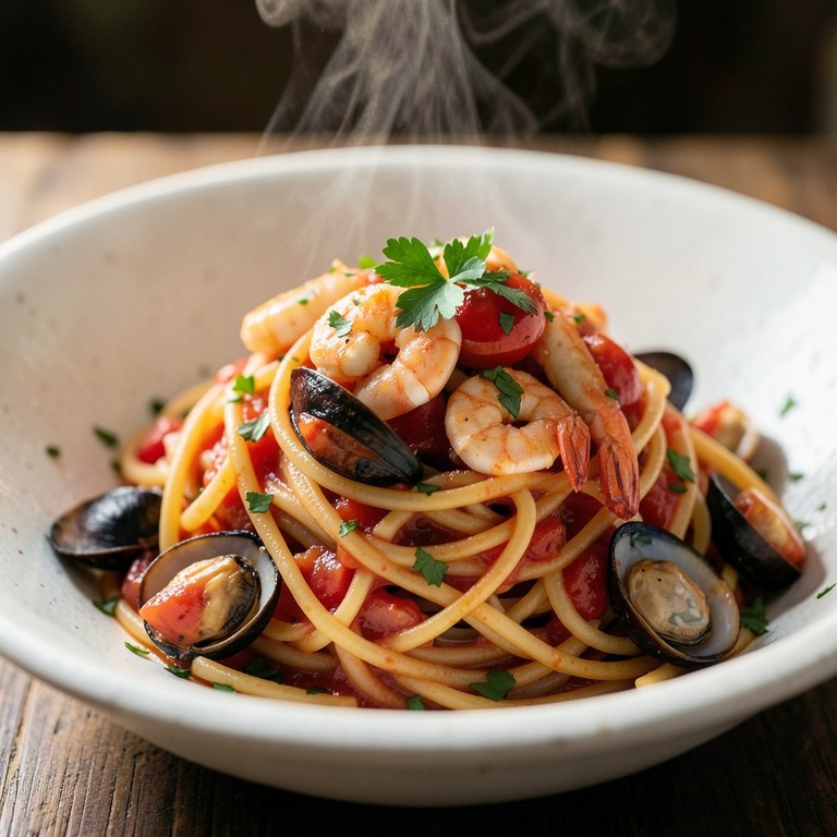 Spaghetti ai Frutti di Mare con Salsa al Pomodoro Fresco