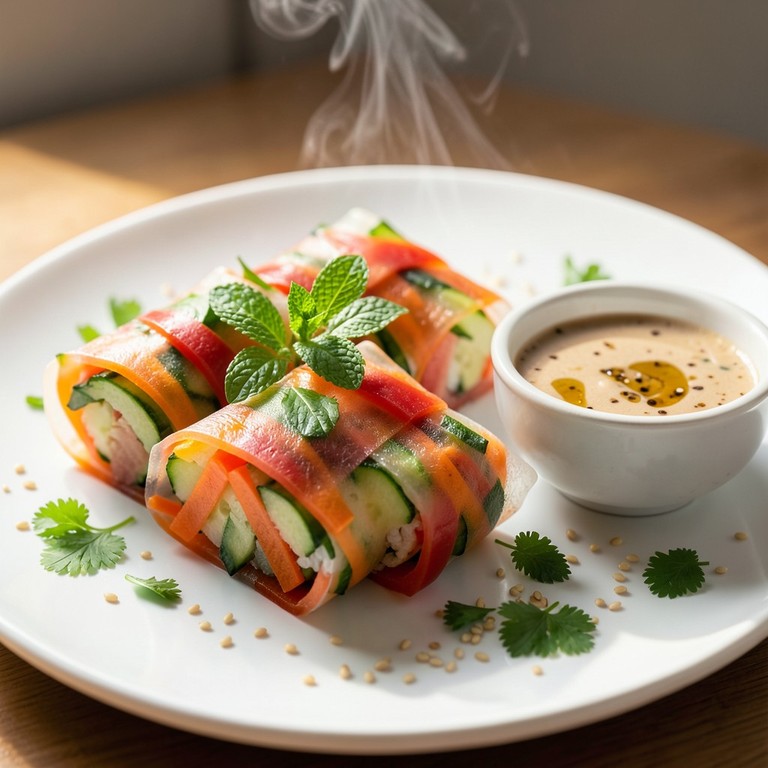 Rollitos Frescos de Verano con Salsa de Cacahuete