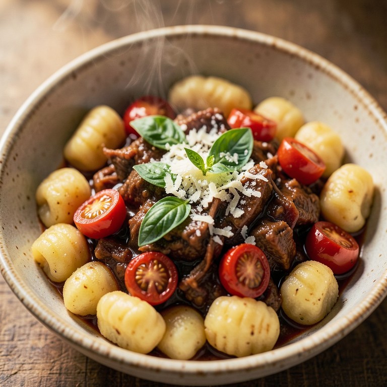 Gnocchi Caseiro de Batata com Ragú de Lombo de Porco e Tomatinho
