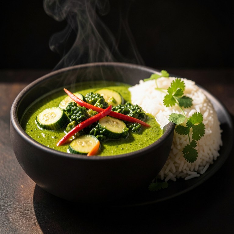 Curry Vert Thaïlandais aux Courgettes et Chou Frisé