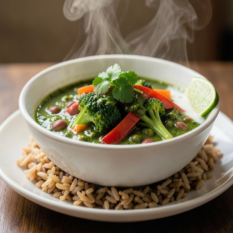 Curry Verde Tailandés de Lentejas y Vegetales