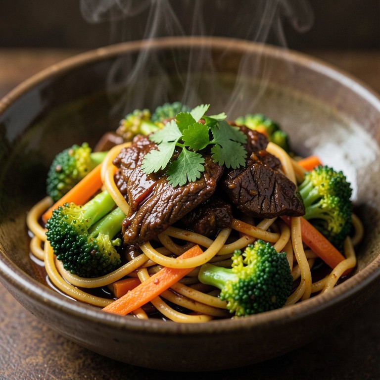 Masala Beef and Egg Noodles with Stir-fried Vegetables
