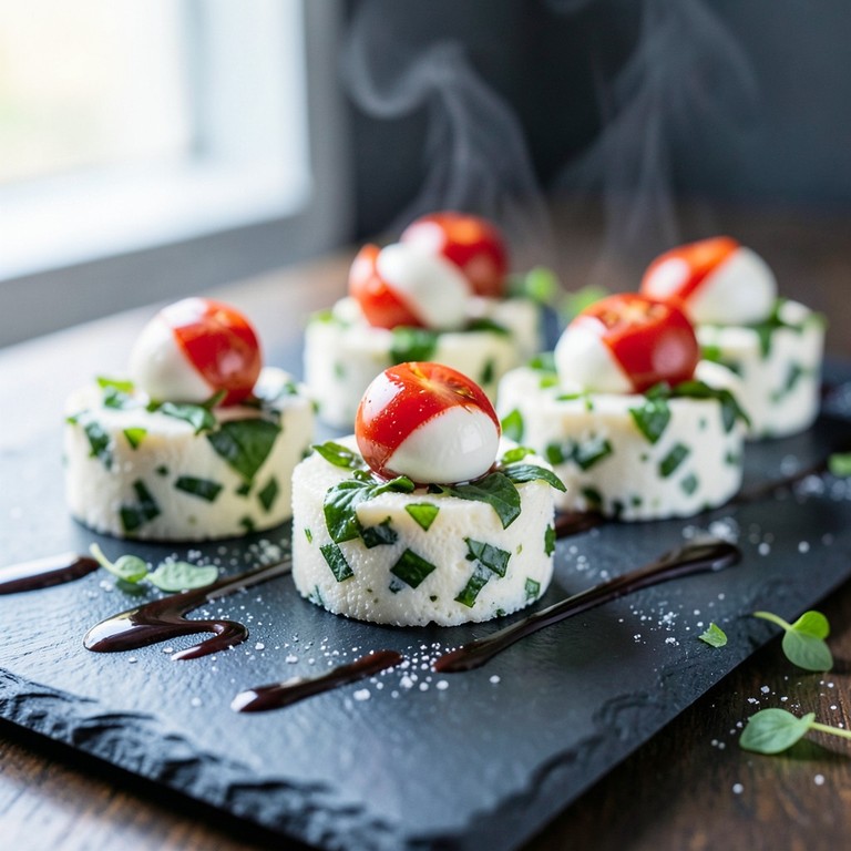Frozen Caprese Bites with Sugar-Free Balsamic Glaze