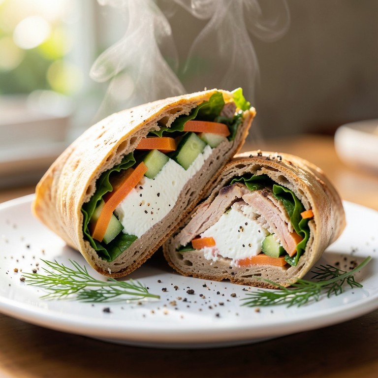 Wrap de Peru com Queijo Cottage e Vegetais Crocantes