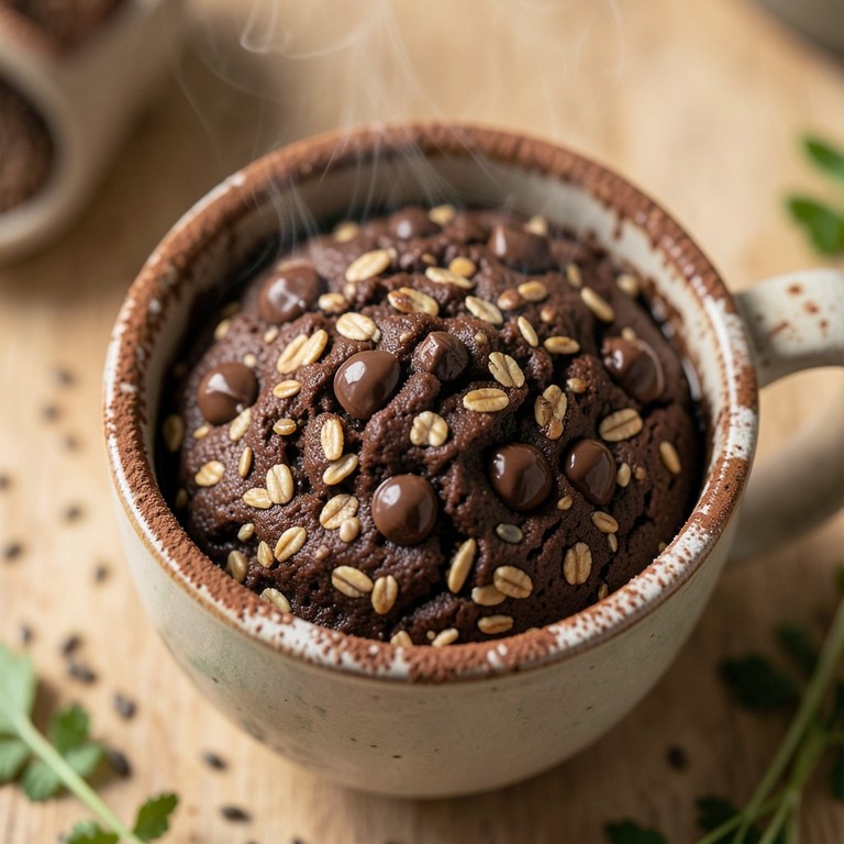 Muffin Chocolateado Vegano de Aveia e Chia (Micro-ondas)