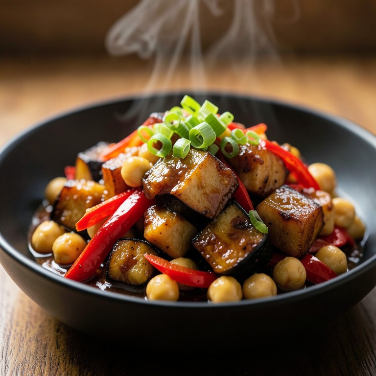 Garlic-Sautéed Eggplant and Chickpea Stir-Fry