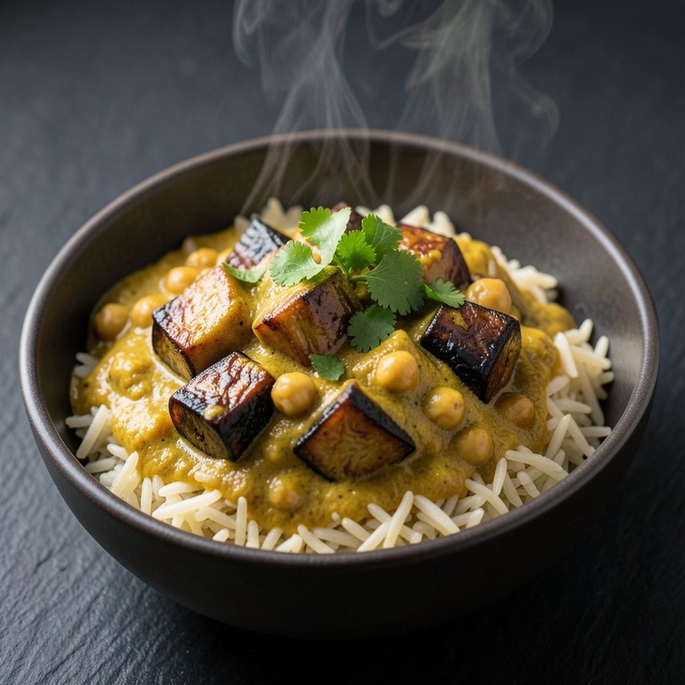 Roasted Eggplant and Chickpea Coconut Curry