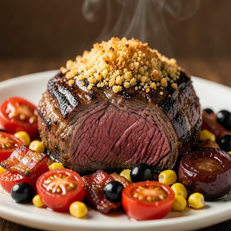 Alcatra Grelhada com Crosta de Parmesão e Tomate Confitado