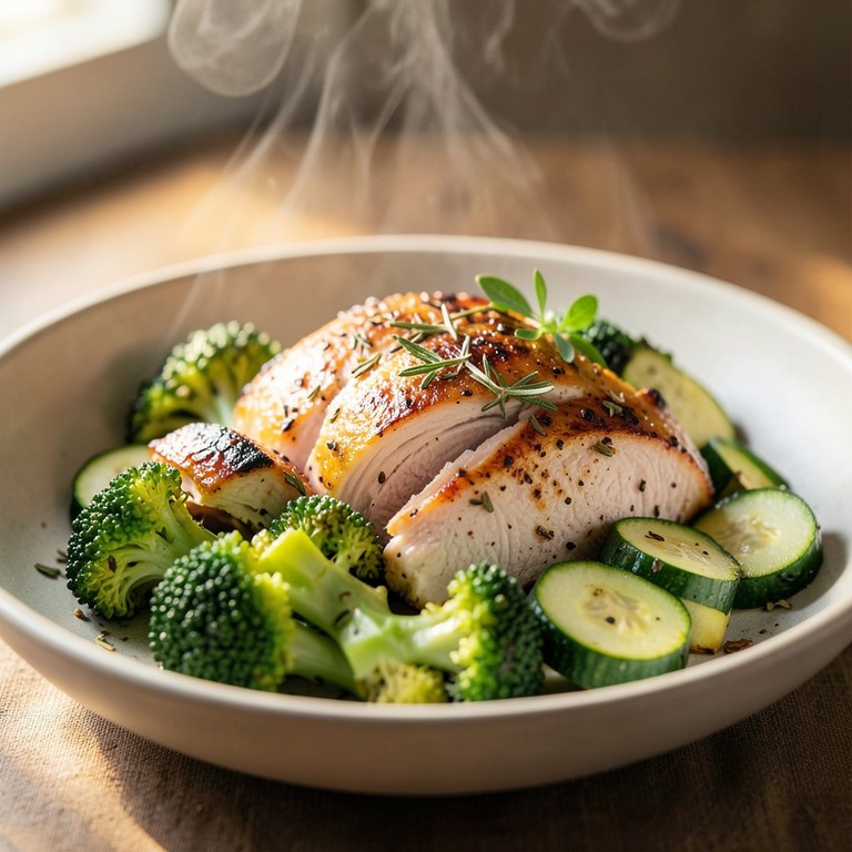 Blitz-Puten-Brokkoli-Zucchini-Pfanne aus der Heißluftfritteuse