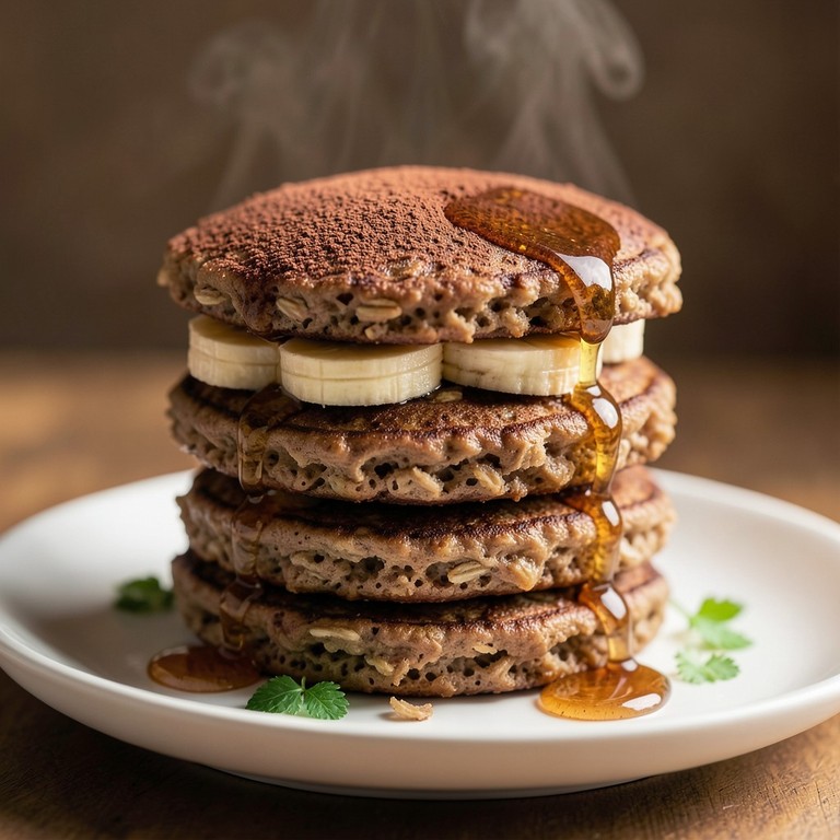Pancakes Soffici all'Avena e Cacao con Cuore di Banana