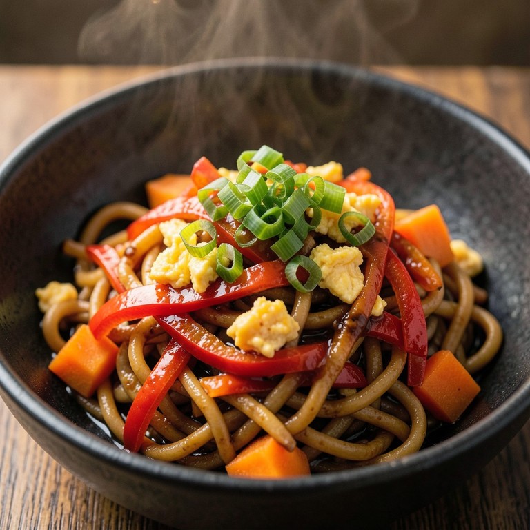 Fideos Salteados Estilo Asiático con Huevo y Vegetales