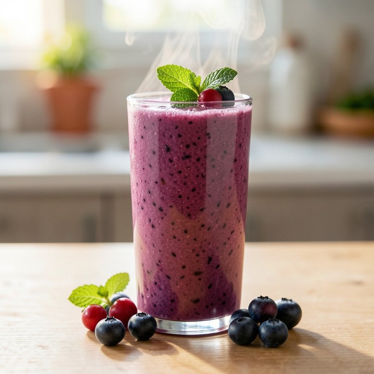 Beeren-Protein-Smoothie mit Banane und Hafermilch