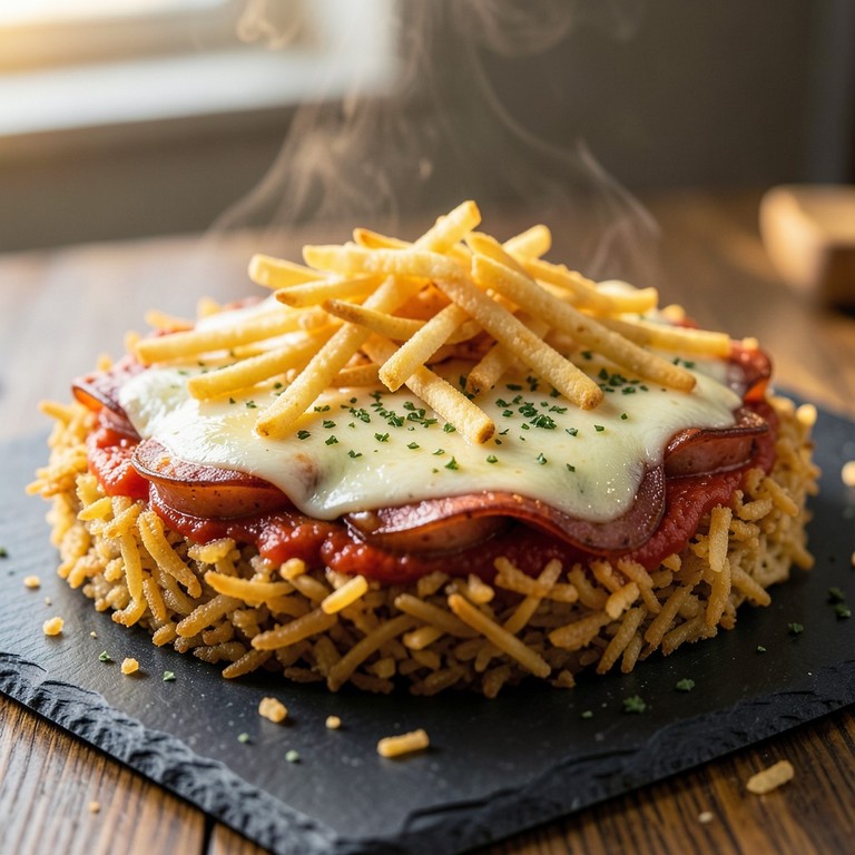 Pizza Rápida de Batata com Calabresa Crocante