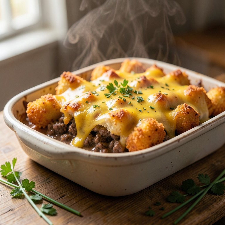 Cheesy Tater Tot Casserole with Ground Beef