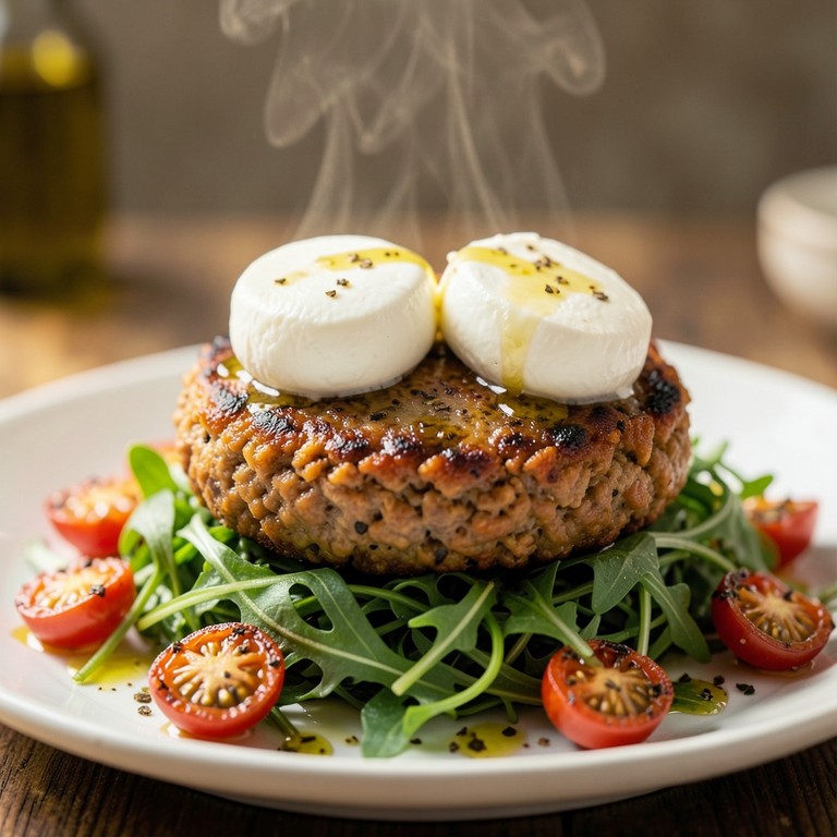 Burger di Lenticchie Rosse e Bufala su Letti di Rucola