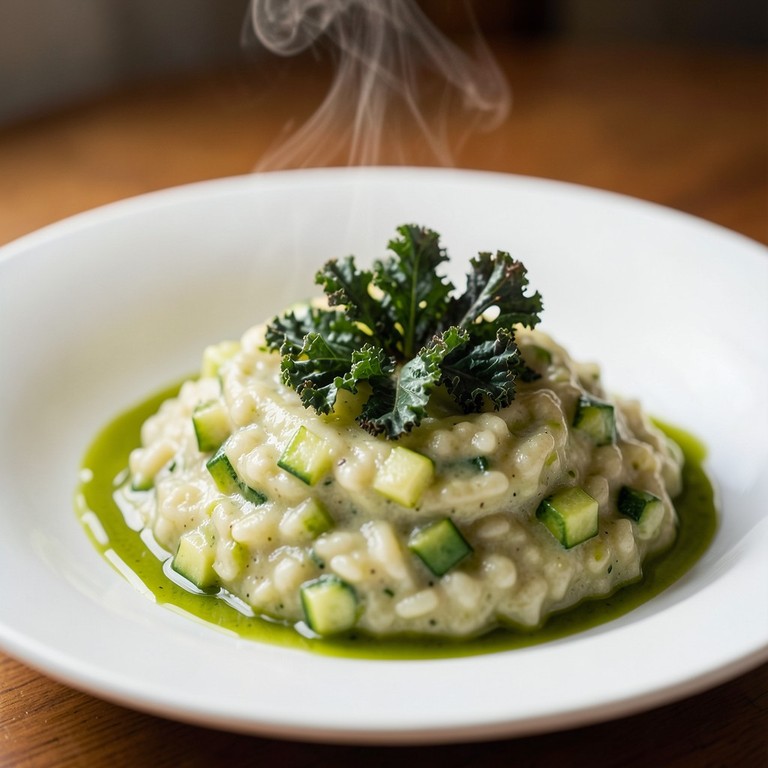 Risotto Crémeux aux Courgettes et Chou Vert Croquant
