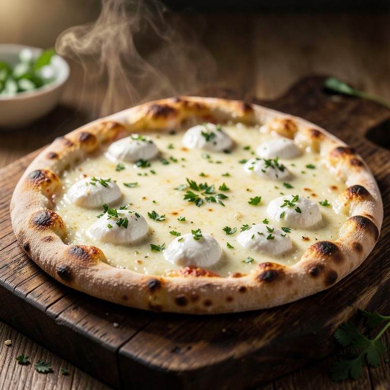 Classic New York White Pizza with Creamy Ricotta and Garlic
