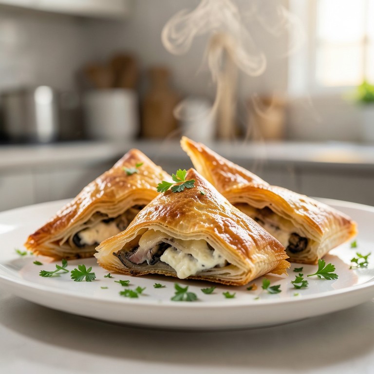 Triángulos Sorpresa de Champiñones y Jamón en Freidora de Aire