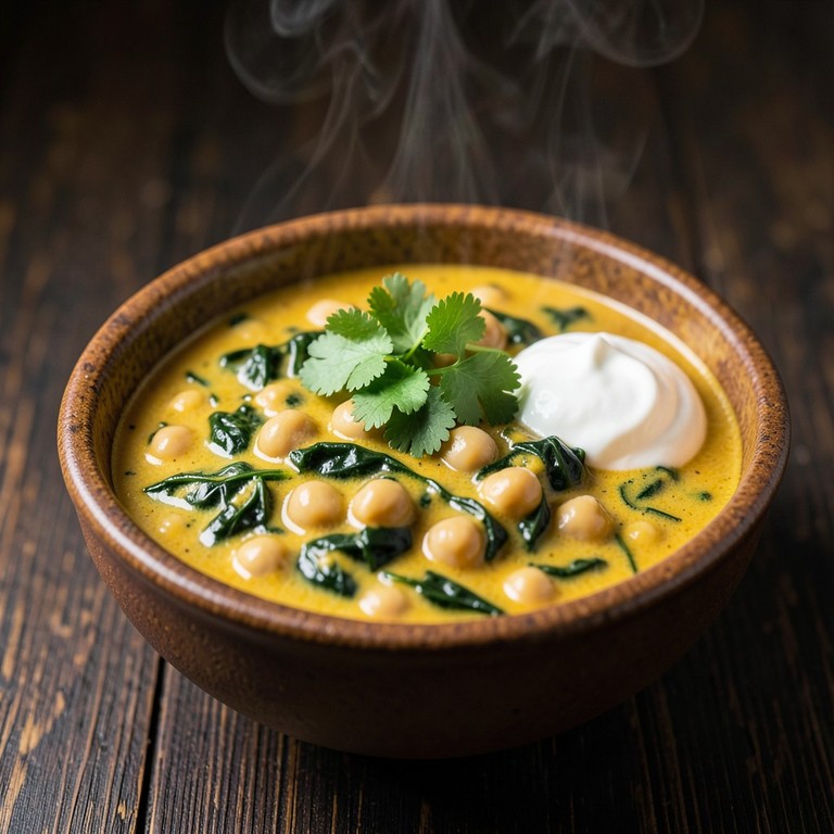 Schnelles Kichererbsen-Spinat-Curry mit Kokosmilch