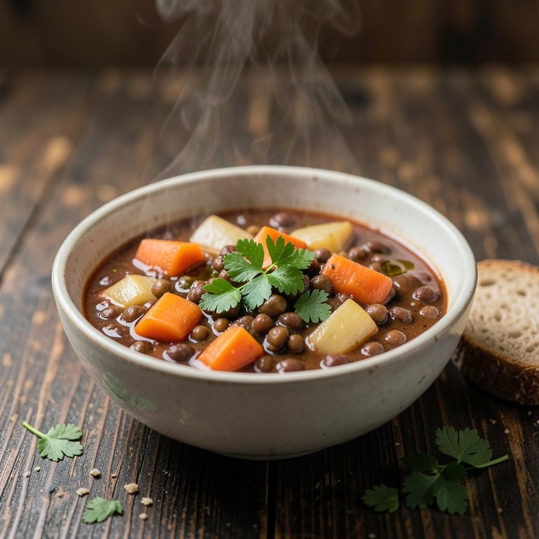 Estofado Reconfortante de Lentejas Vegano con Raíces
