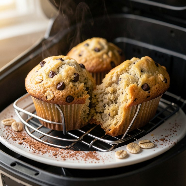 Muffins de Banana e Aveia com Toque de Chocolate (Air Fryer)