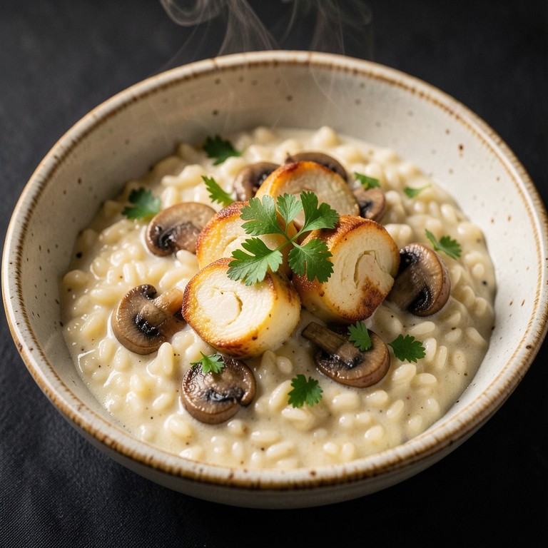Délice Champignon et Blé au Boudin Blanc Façon Risotto
