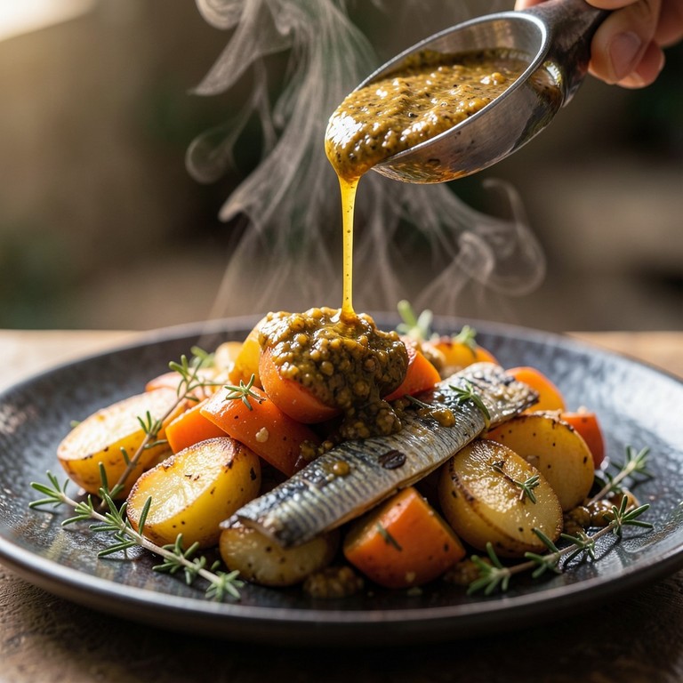 Vinaigrette Moutardée à la Provençale pour Sardines et Légumes Racines