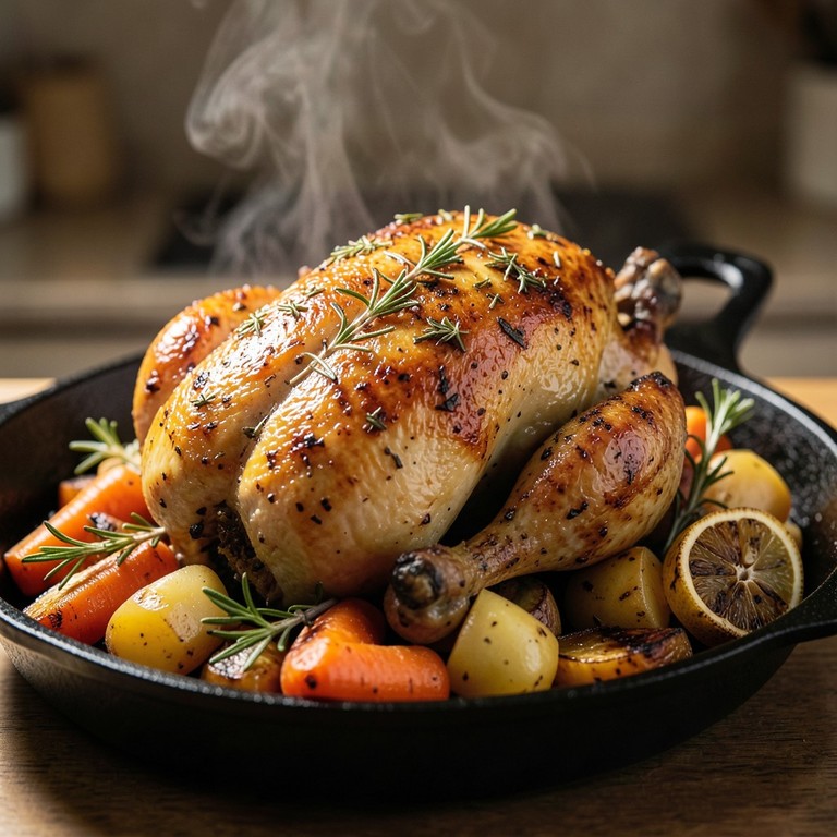 Poulet Rôti Facile aux Herbes et Légumes Racines