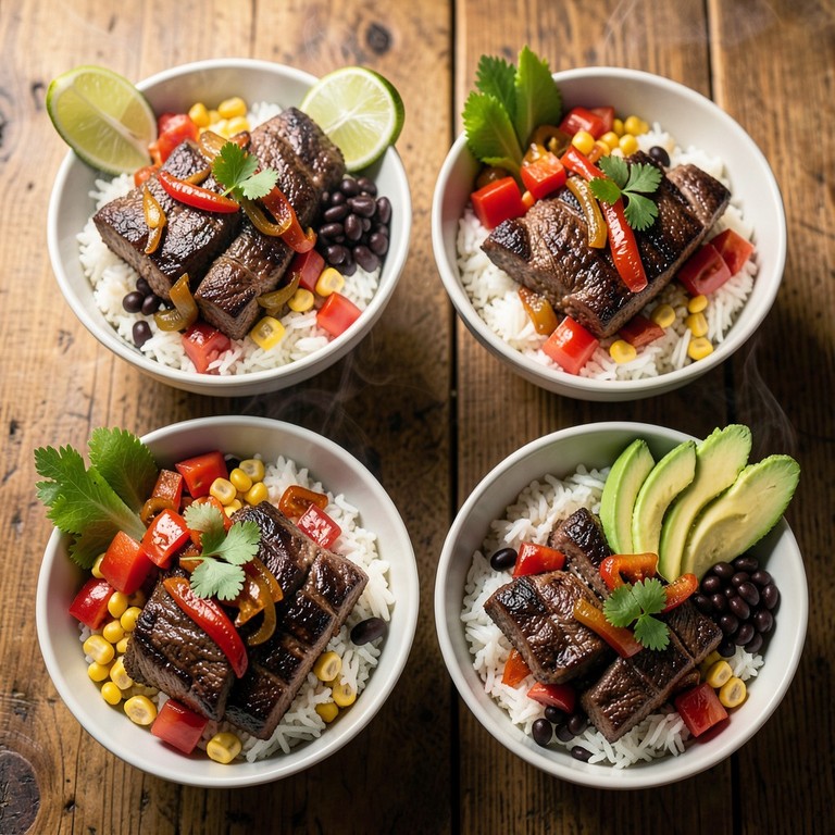 Quick Sirloin Steak Fajita Bowls with Avocado and Corn