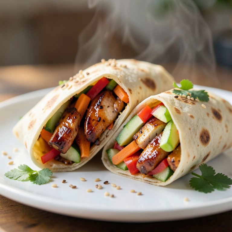 Wraps de Poulet Teriyaki et Légumes Croquants