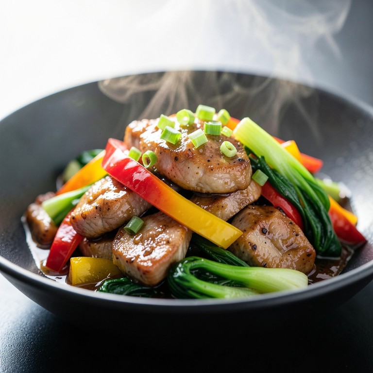 Pork and Pepper Stir-fry with Bok Choy