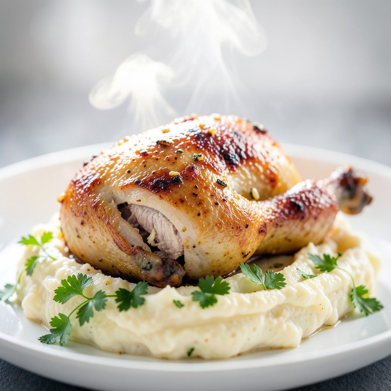 Cuisses de Poulet Rôties, Purée de Céleri-Rave Crémeuse