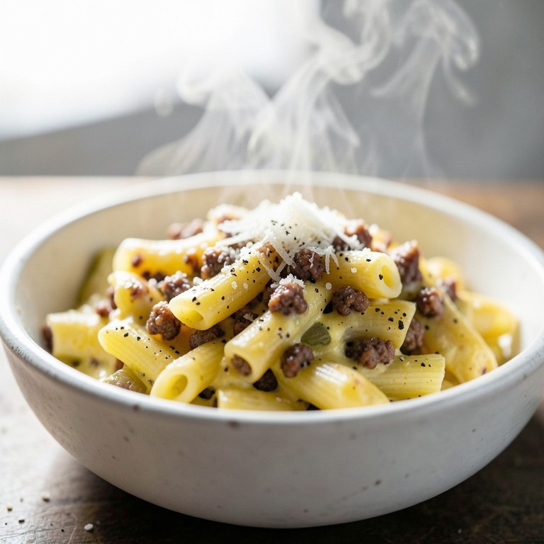 Paccheri con Salsiccia, Carciofi e Crema d'Uovo