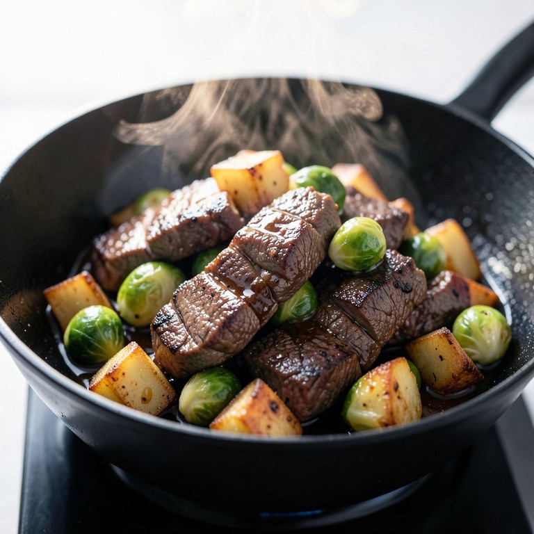 Ranch Steak and Potato Stir-Fry with Brussels Sprouts