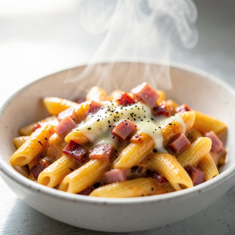 Pâtes Crémeuses au Chorizo, Jambon et Emmental