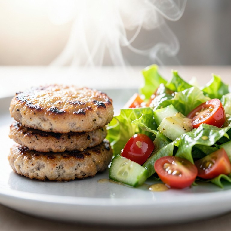 Kycklingfärsbiffar med Fräsch Grön Sallad