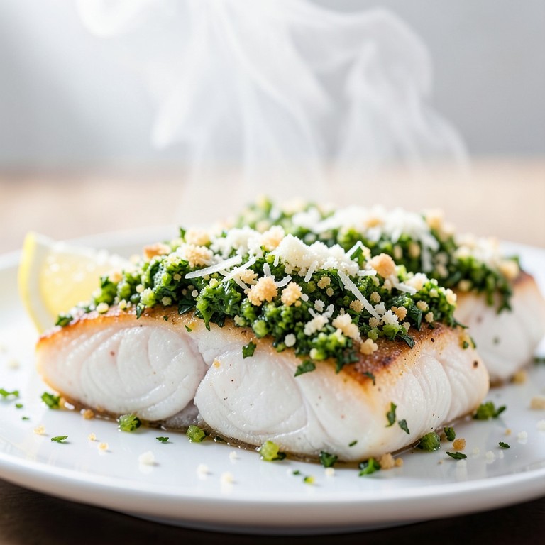 Filet de Loup de Mer en Croûte d'Herbes Fraîches
