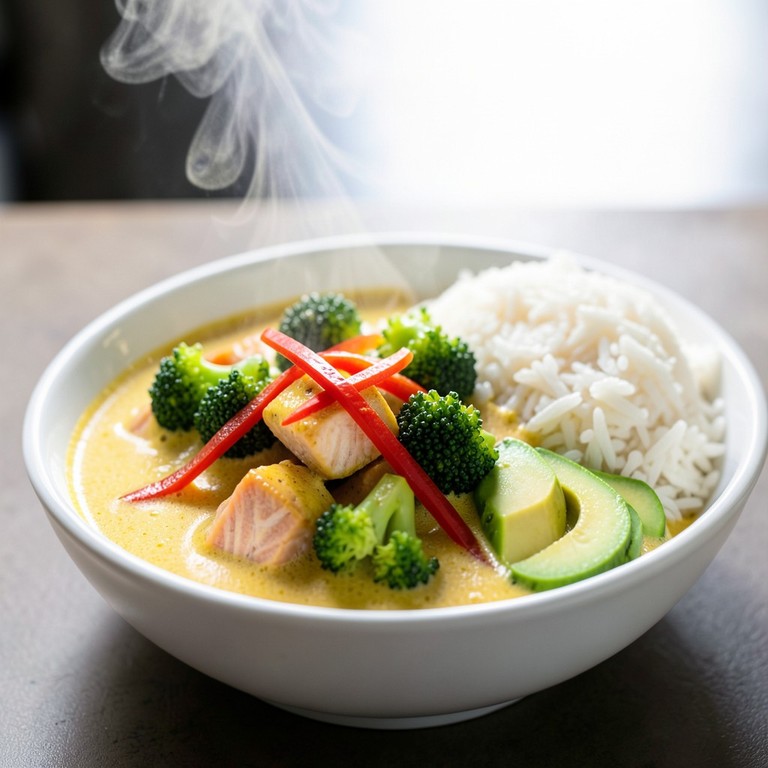 Aromatisches Lachs-Curry mit Basmati und Gemüse